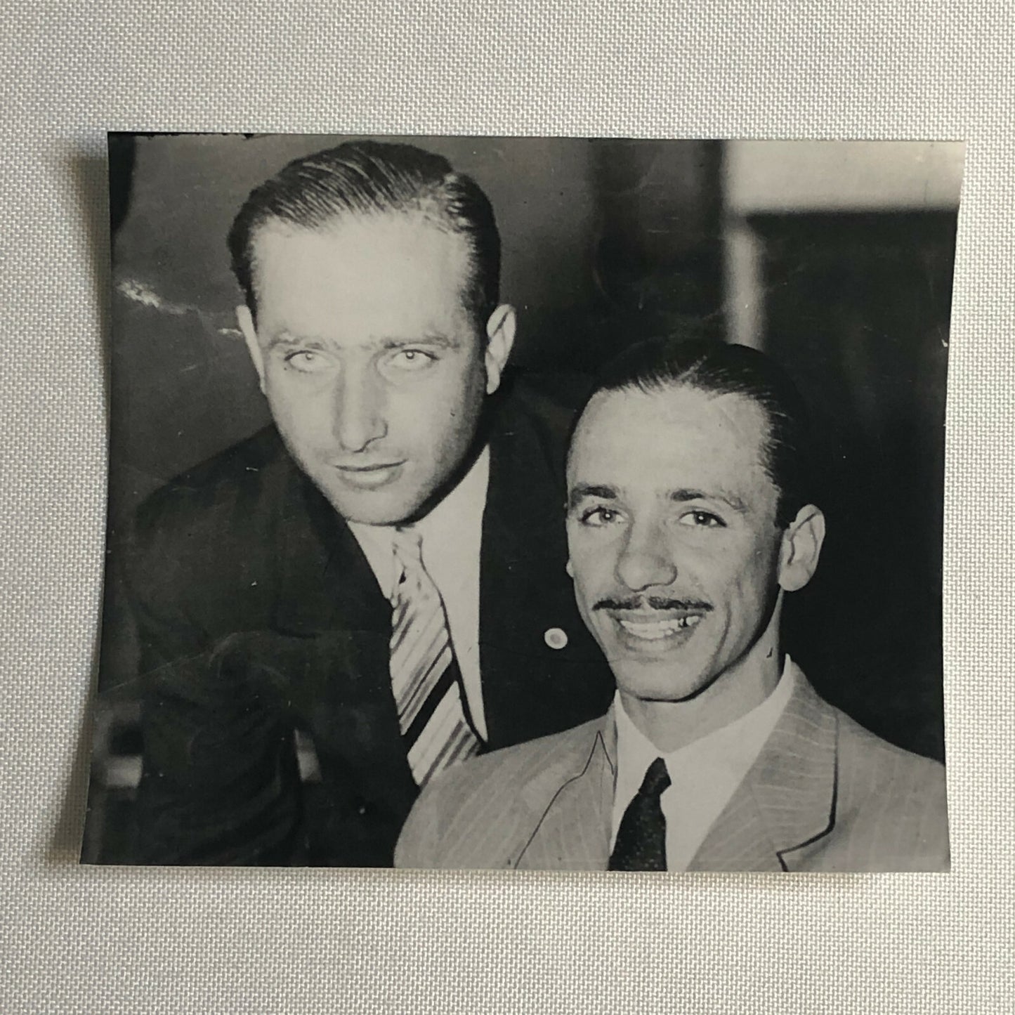 Juan Manuel Fangio with Oscar Alfredo Galvez Racing Driver Photo Photograph 1942