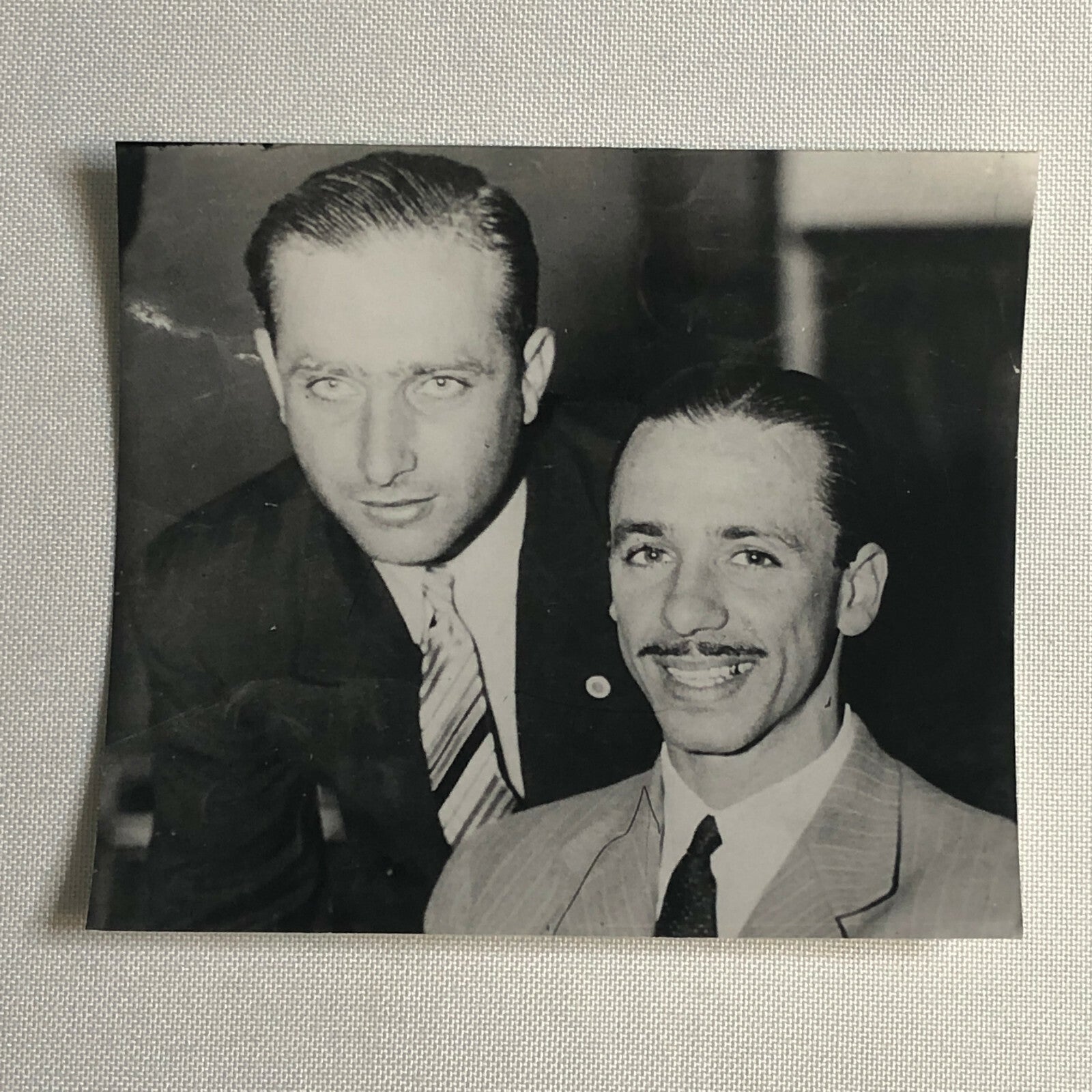 Juan Manuel Fangio with Oscar Alfredo Galvez Racing Driver Photo Photograph 1942