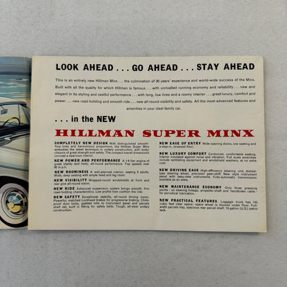 Hillman Super Minx Car Sales Brochure Catalog Advertising Vintage