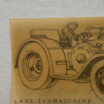 Lanz Bulldog Tractor Vintage Illustration Hand Drawn Drawing Sketch Art Germany