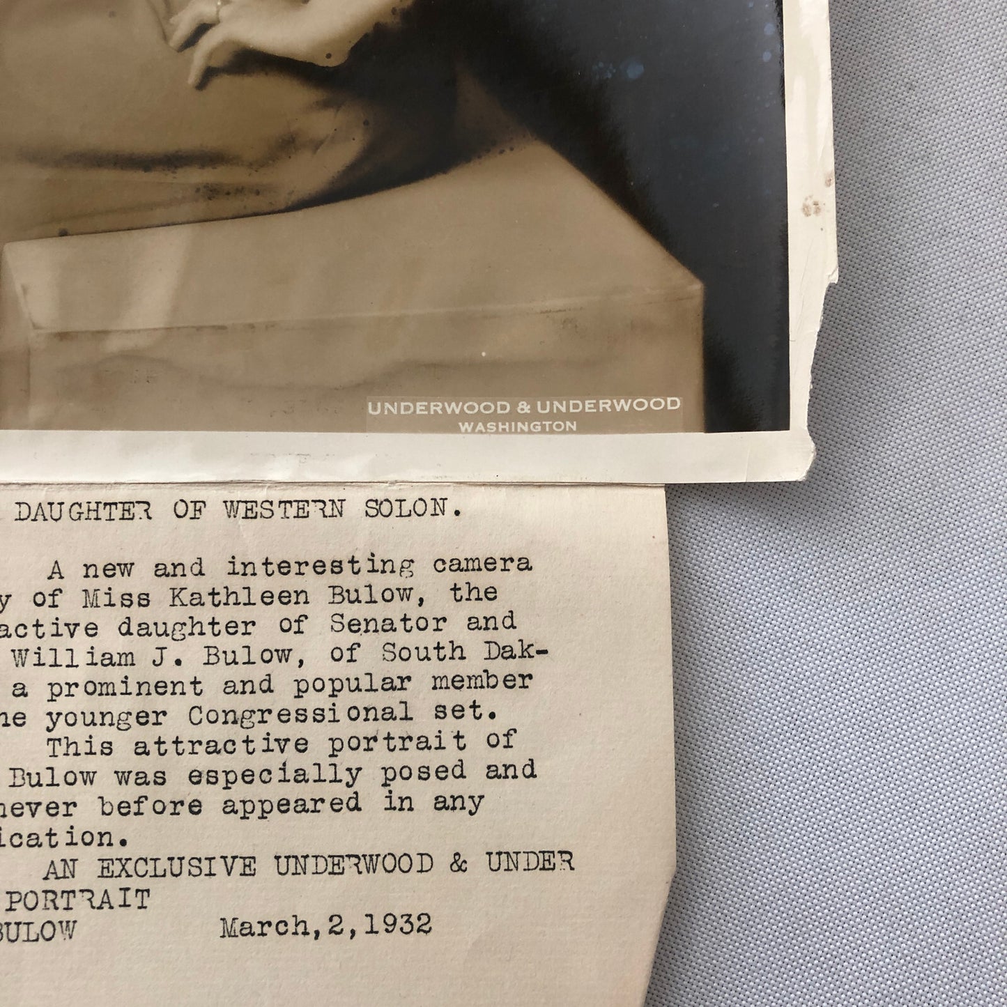 Press Photo Photograph Daughter of Senator Society Woman Kathleen Bulow 1932