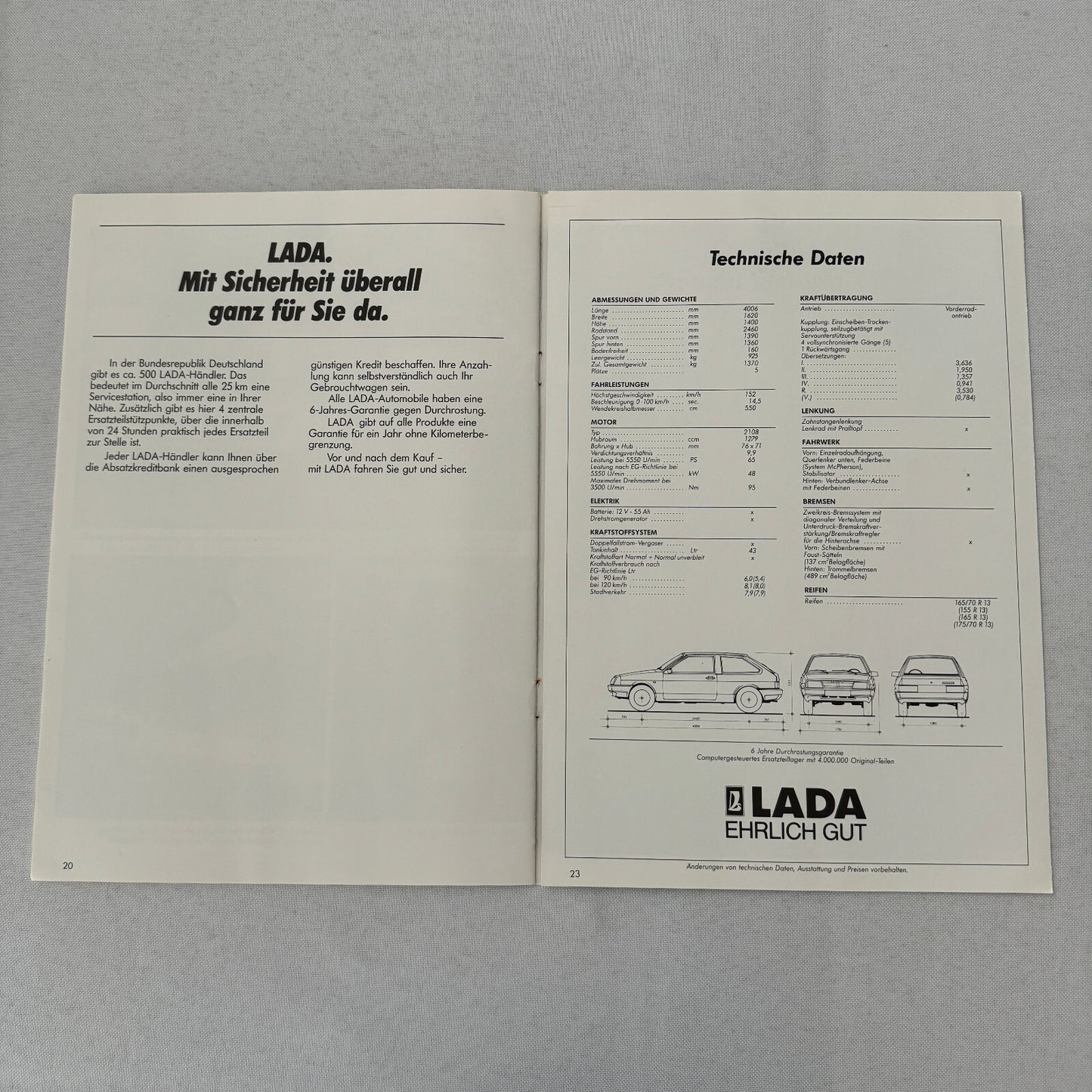 Lada Samara Car Sales Brochure Catalog German Text European Market
