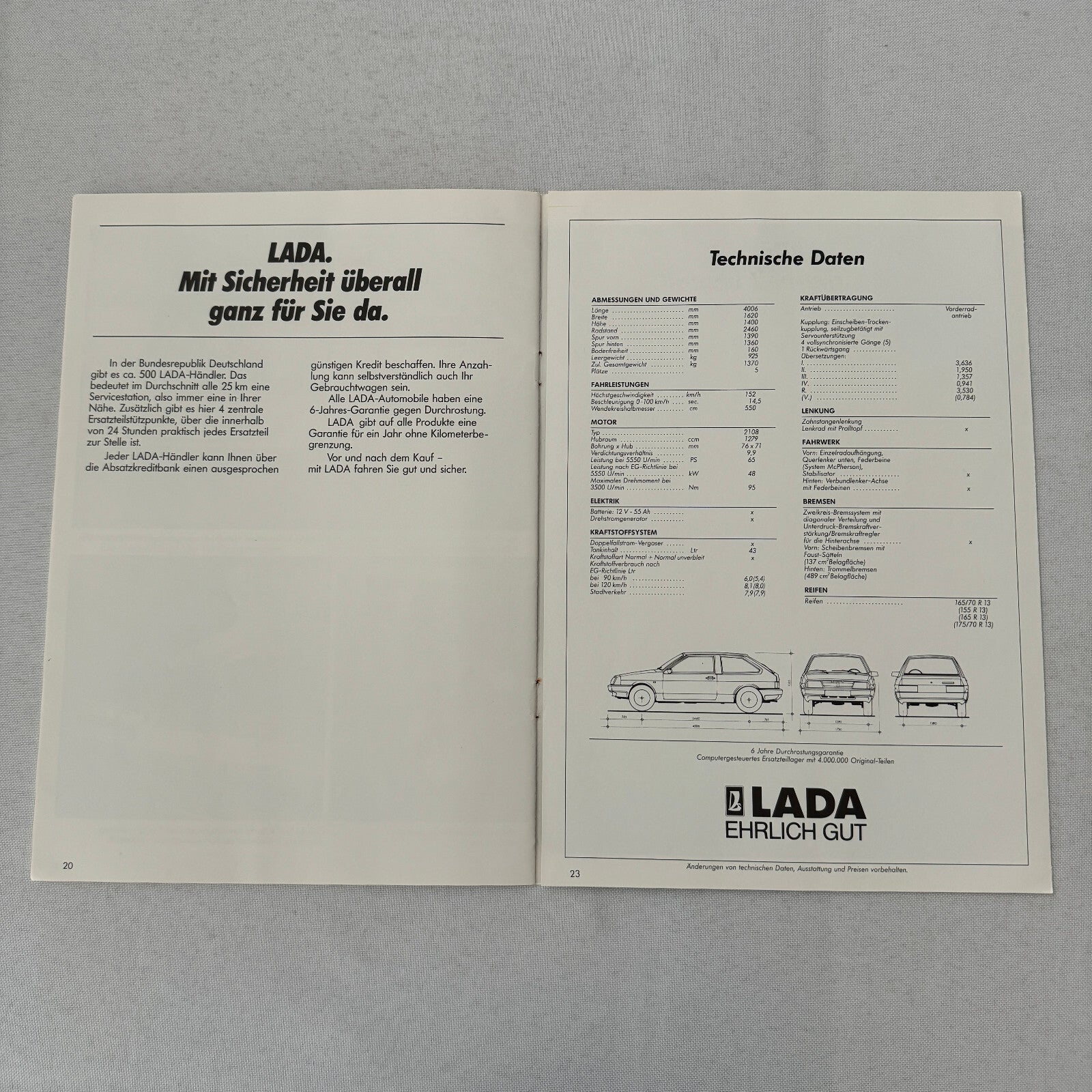 Lada Samara Car Sales Brochure Catalog German Text European Market