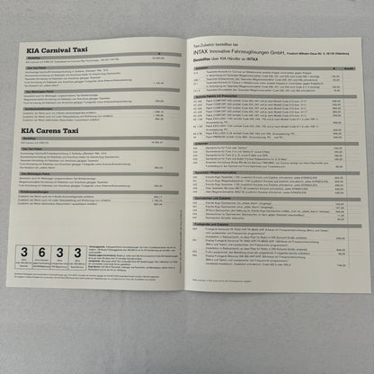 2004 Kia Carnival and Carens TAXI CAB Sales Brochure Catalog German Text