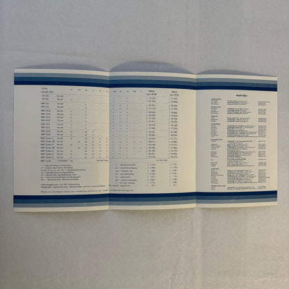 1983 Saab Pricelist Brochure Catalog 900 Turbo 99 GL 900 GLI GLE DUTCH Text