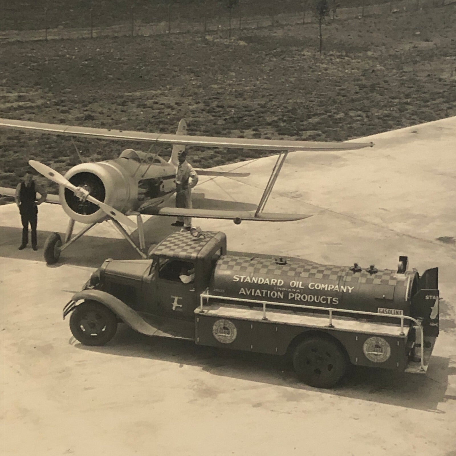 Vintage Aircraft and Standard Oil Fuel Truck Photo Photograph Plane Max Karant
