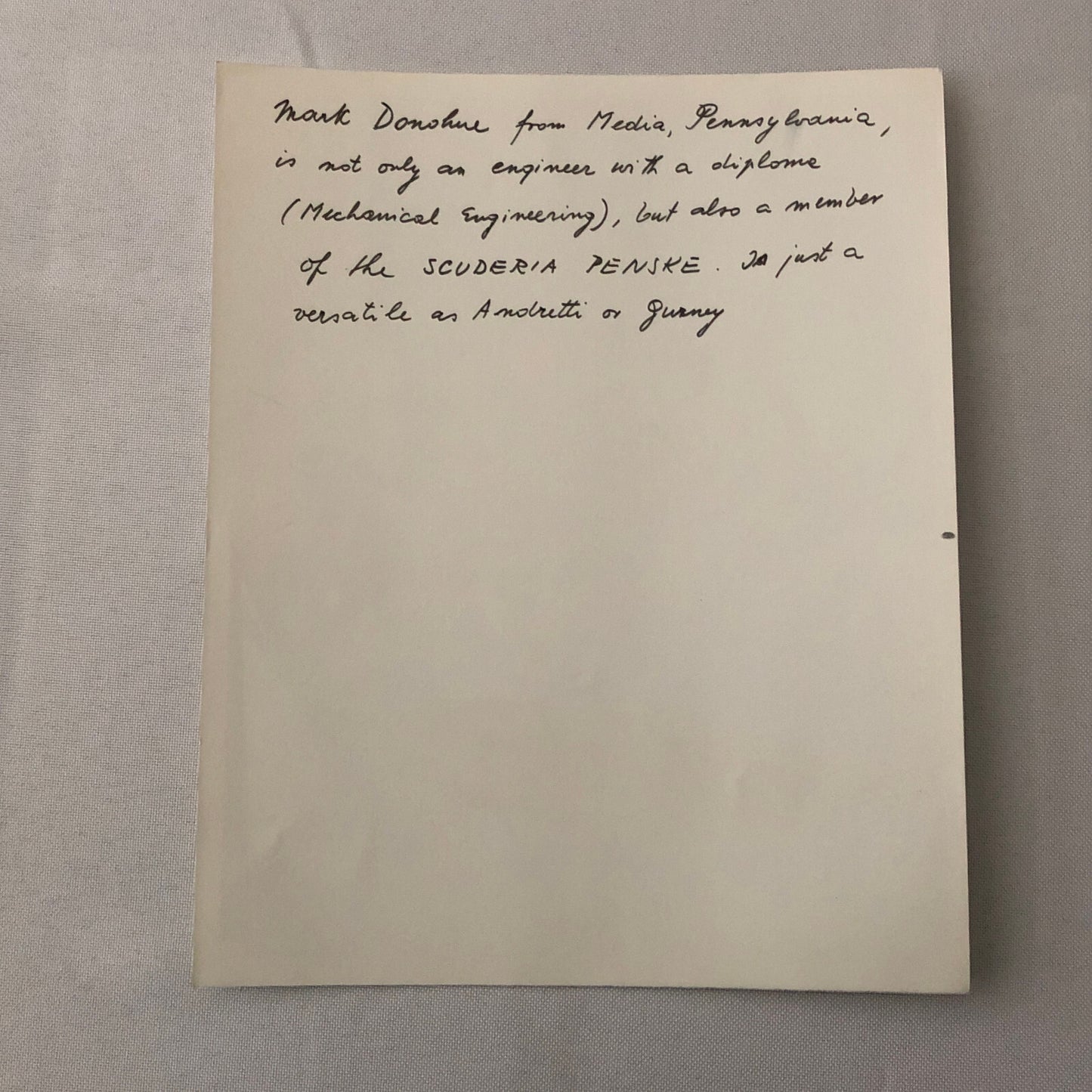 Vintage Indy Indianapolis Racing Photo Photograph Mark Donohue Driver 1972