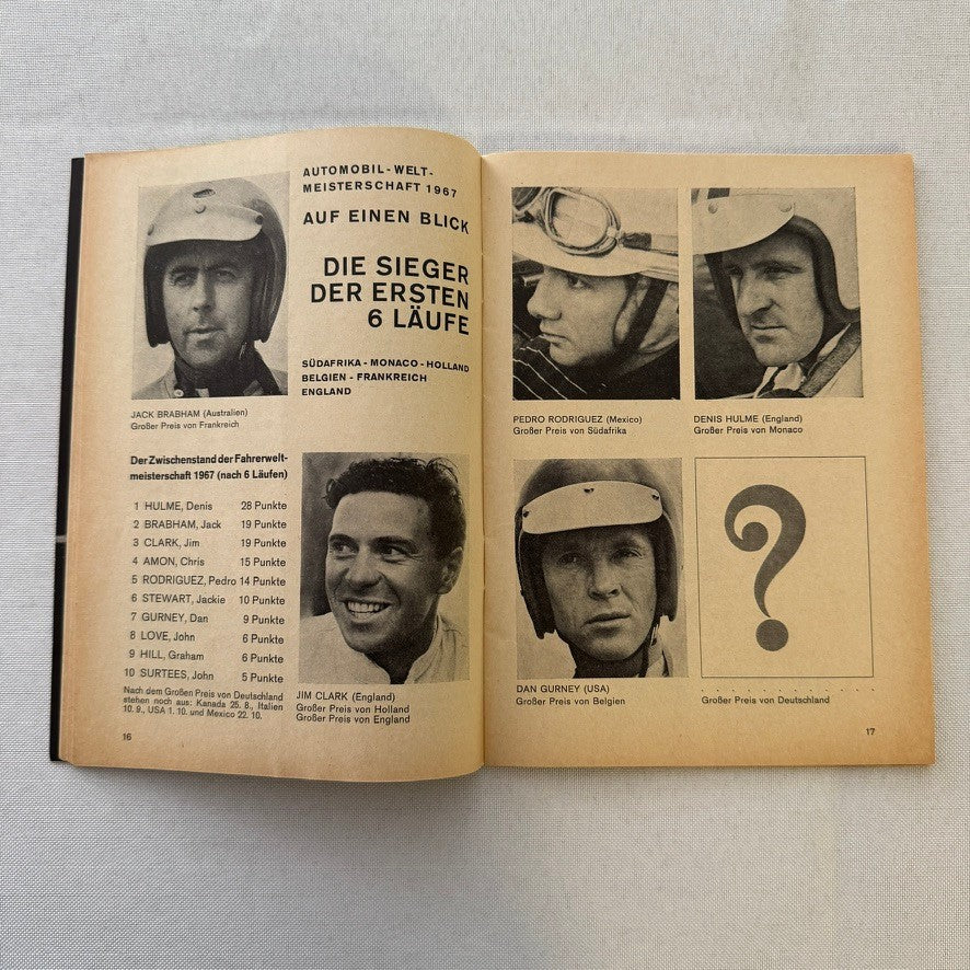 1967 AVD German Grand Prix Racing Program Motorsport Race Jim Clark Dan Gurney +