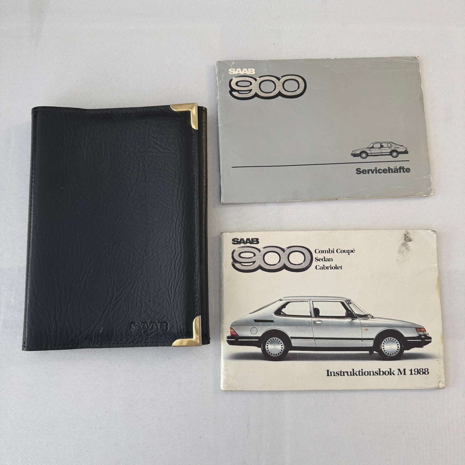 1988 Saab 900 Owners Manual Book Pouch Sedan Convertible Vintage Car SWEDISH