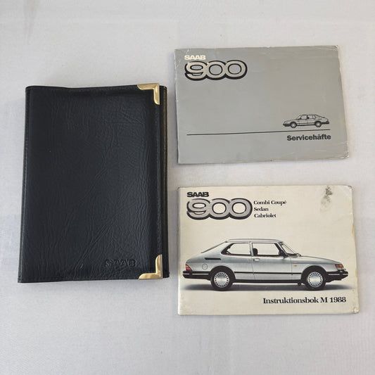1988 Saab 900 Owners Manual Book Pouch Sedan Convertible Vintage Car SWEDISH
