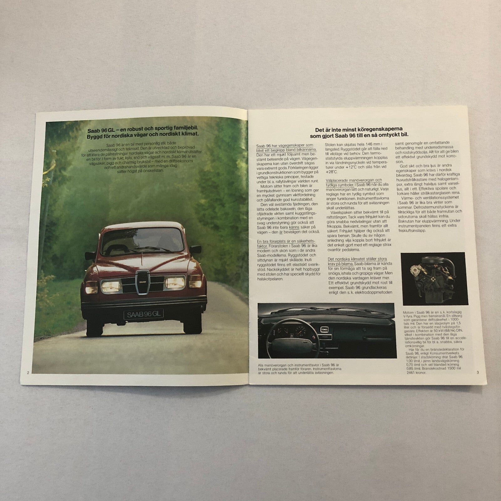 1979 Saab 96 GL Sales Brochure Catalog Advertising Vintage SWEDISH TEXT