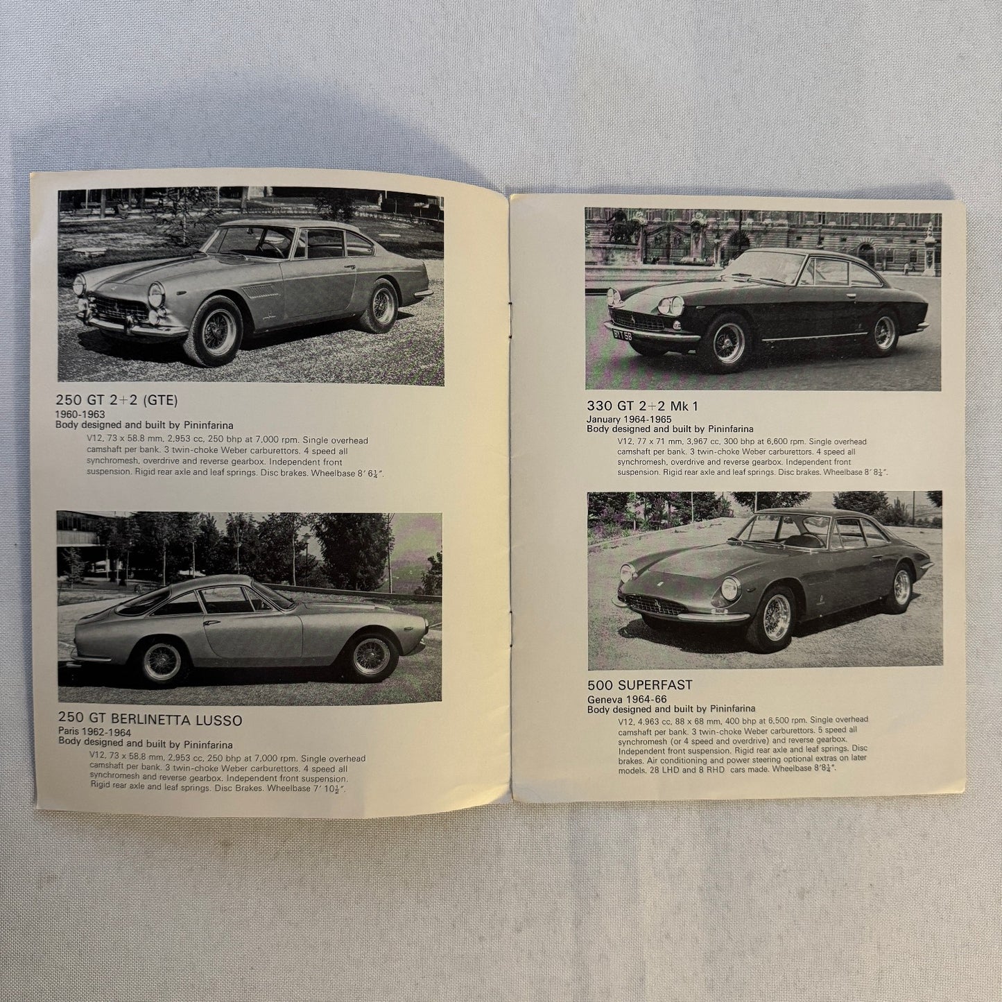 Vintage Ferrari Maranello Concessionaires Dealership Brochure 250 GT 400