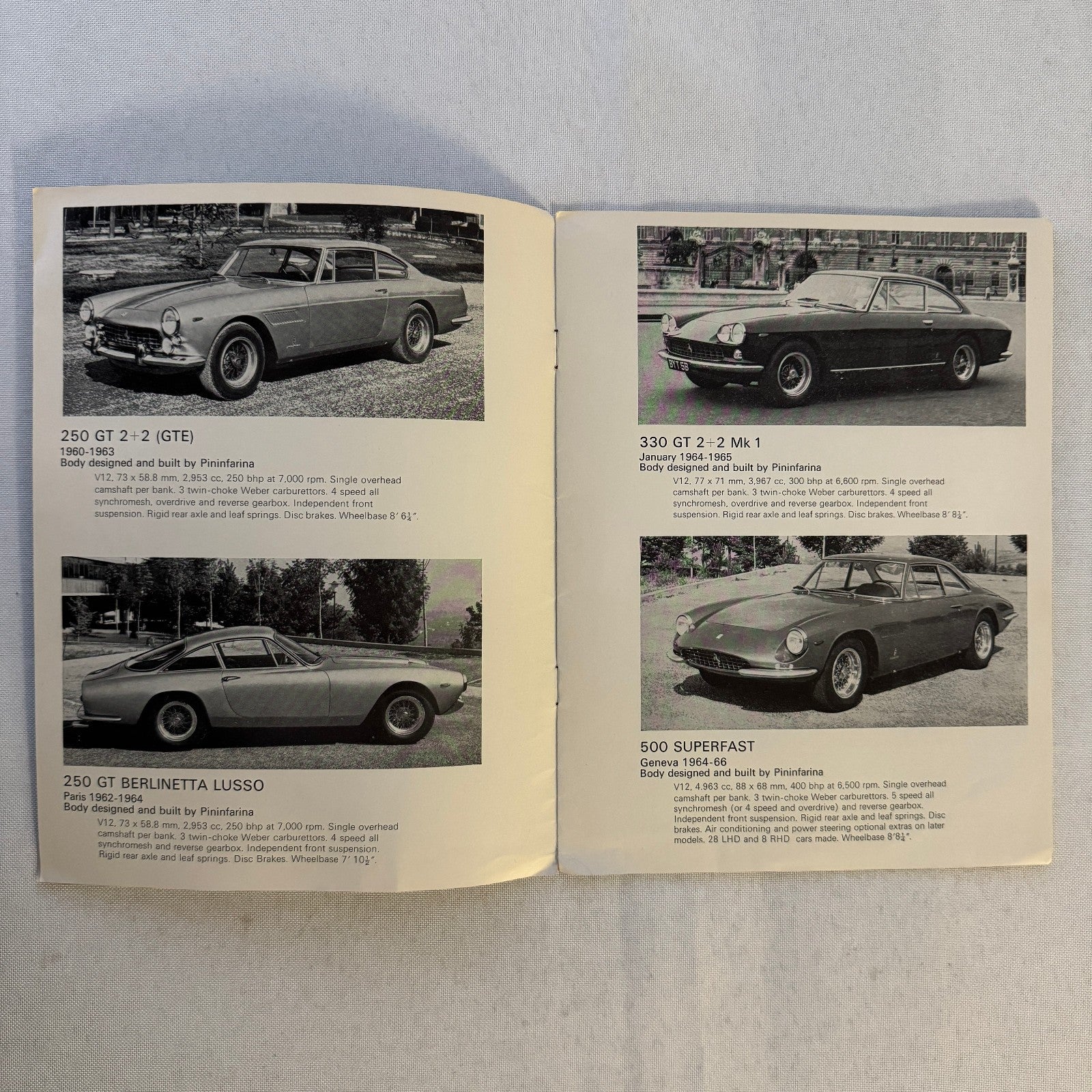 Vintage Ferrari Maranello Concessionaires Dealership Brochure 250 GT 400