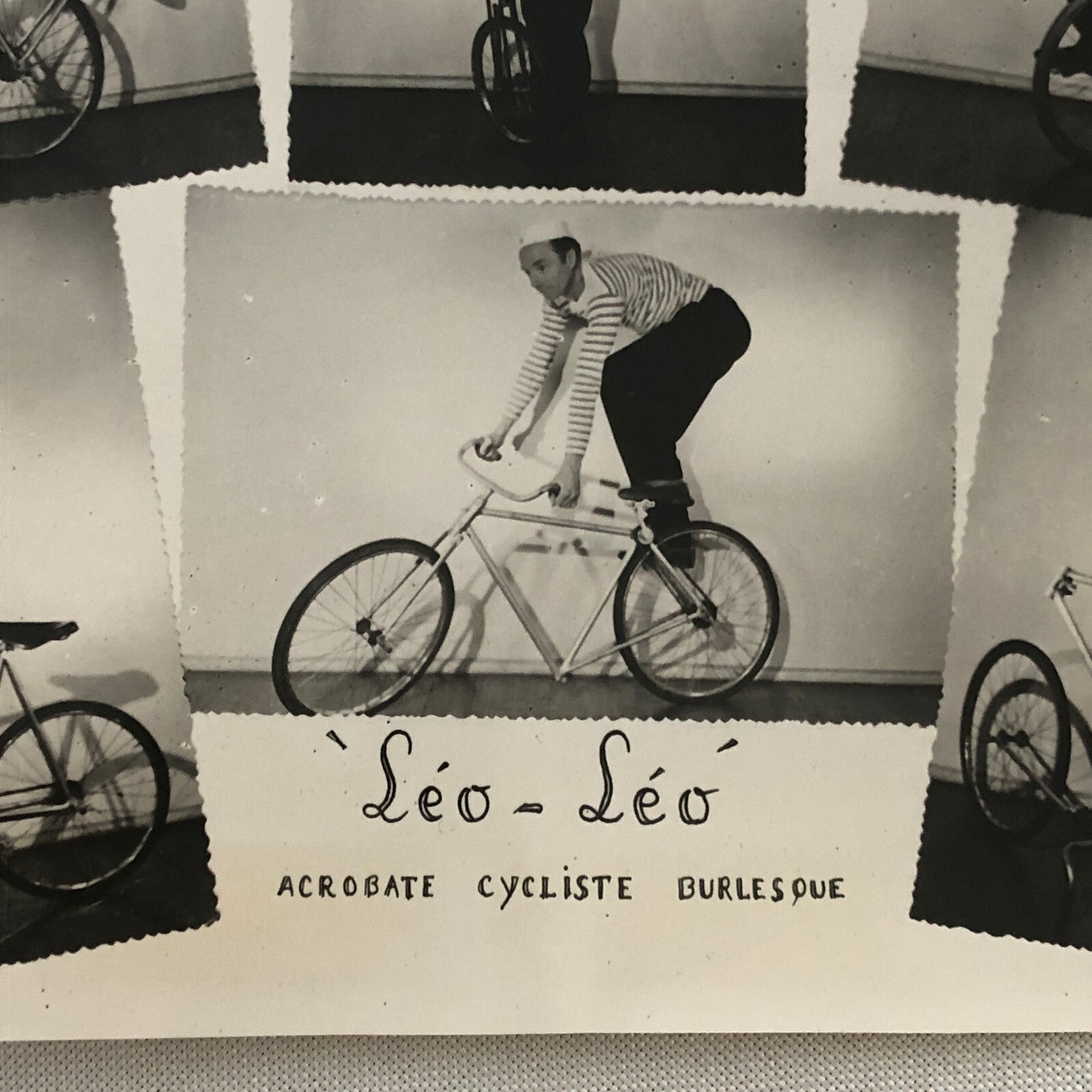 Circus Bicycle Unicycle Acrobat Burlesque Act Performer Photo Photograph Vintage