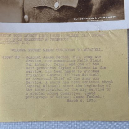 United States Army Air Service Colonel James Fechet Press Photo Photograph 1925