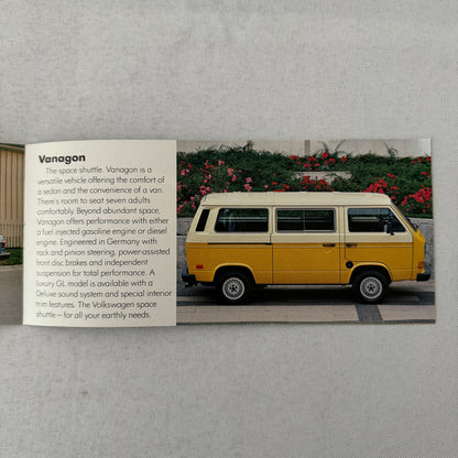 Volkswagen Sales Brochure Catalog VW Rabbit Scirocco Vanagon Pickup 1982 1983