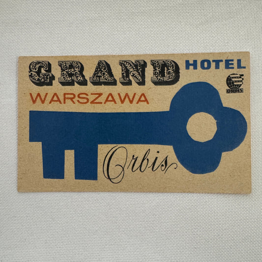 Vintage Travel Luggage Label Grand Hotel Orbis Warszawa Warsaw Poland Polish