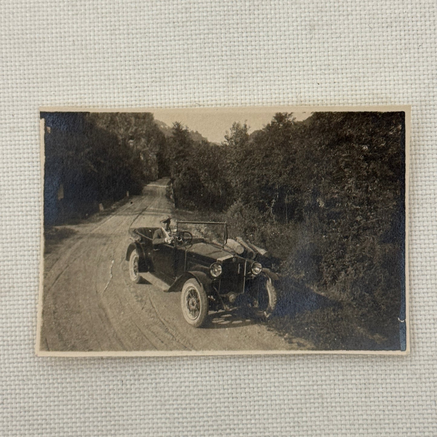 Vintage Photograph Photo Man in Antique Automobile Early Car