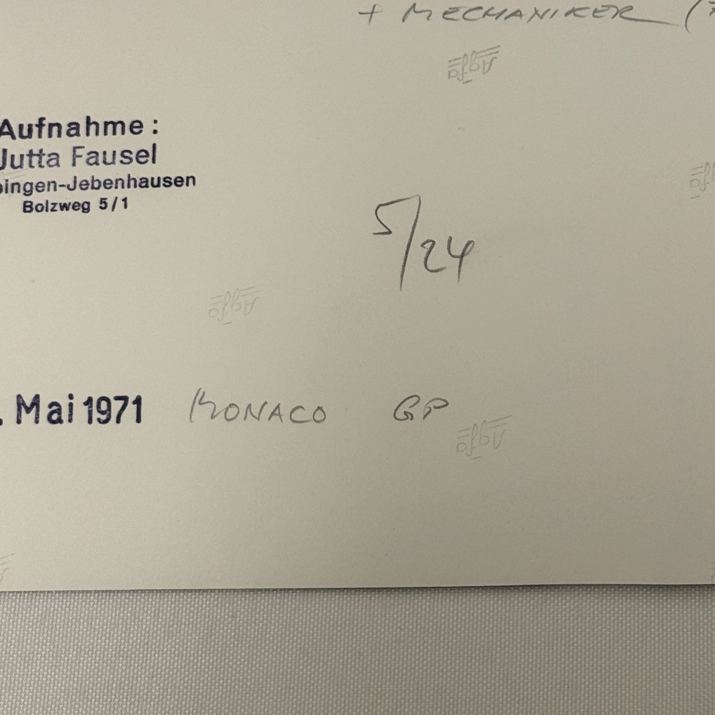 Vintage Racing Photo Ferrari Engineer Mauro Forghieri Jacky Ickx 1971 Monaco GP