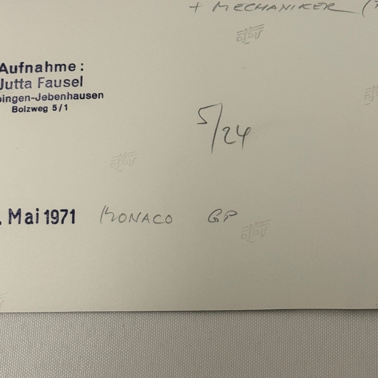 Vintage Racing Photo Ferrari Engineer Mauro Forghieri Jacky Ickx 1971 Monaco GP