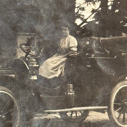 Vintage Photograph Photo Print Woman with Early Antique Car Automobile