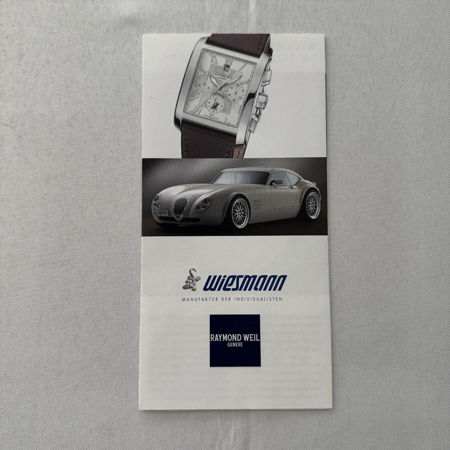 Wiesmann Car Sales Brochure Catalog Lot Wiesmann Roadster Raymond Weil Watch