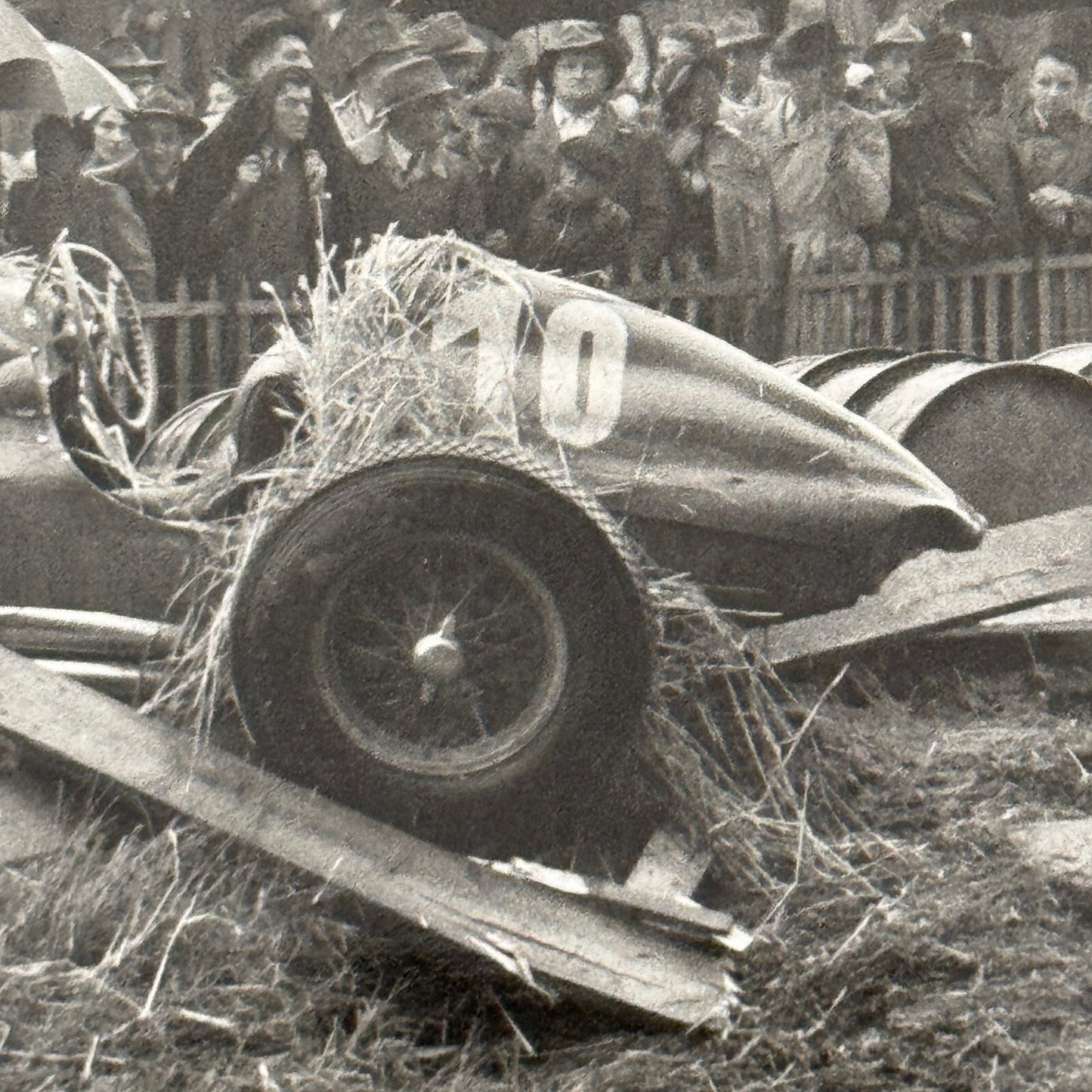 Racing Car Crash Wreck Photo Photograph 1951 Swiss Grand Prix Talbot T26 Modern