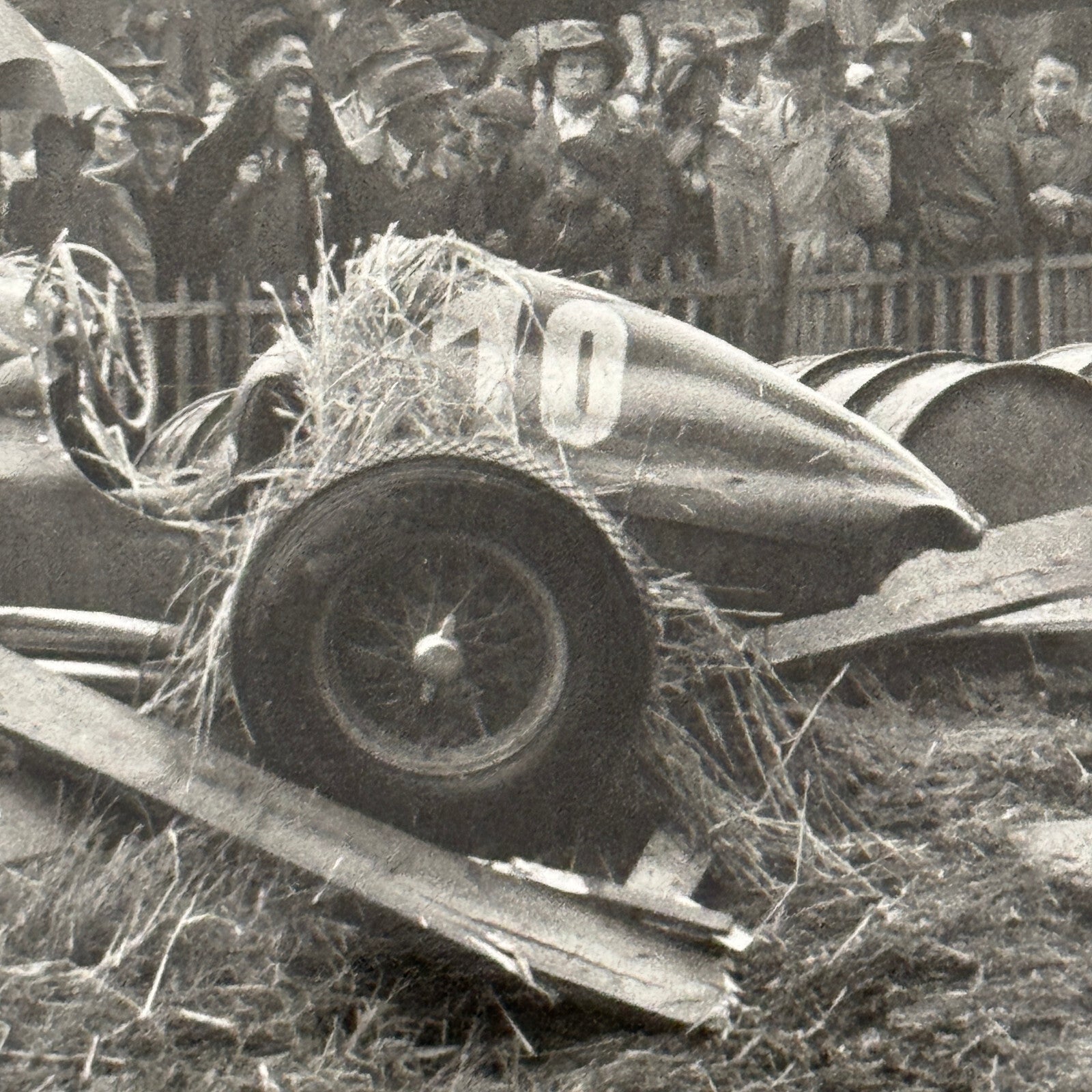 Racing Car Crash Wreck Photo Photograph 1951 Swiss Grand Prix Talbot T26 Modern