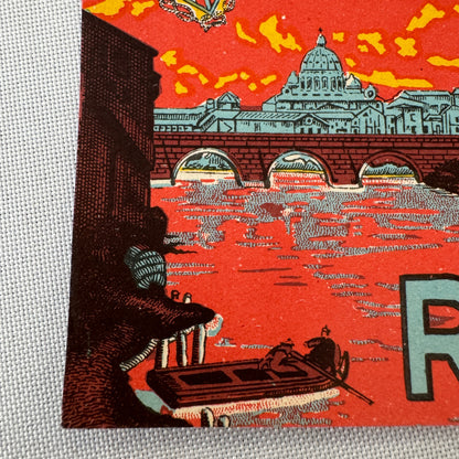 Vintage Hotel Travel Luggage Label Regina Carlton Hotel Roma Rome Italy Italian