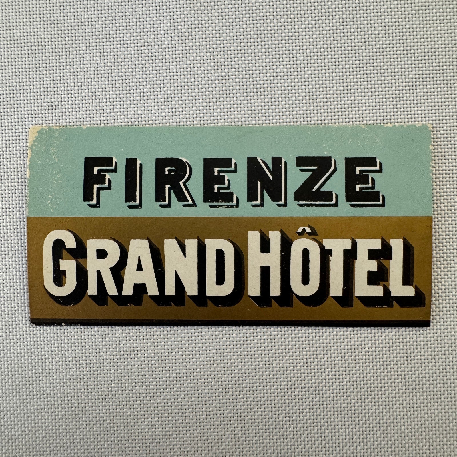 Vintage Hotel Travel Label Hotel Firenze Grand Hotel Florence Italy Italian