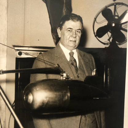 Press Photo Photograph Rocket Dirigible Airship 1933 Florida Senator with Model