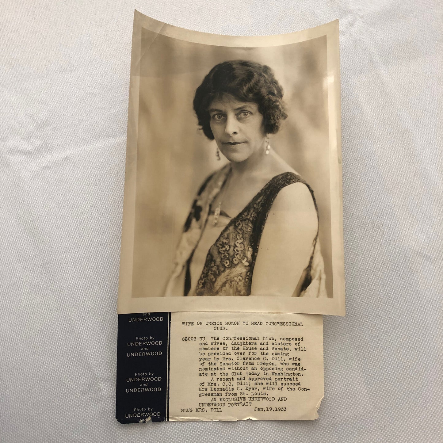 Press Photo Photograph Society Woman Mrs Clarence C Dill Senator Wife 1933