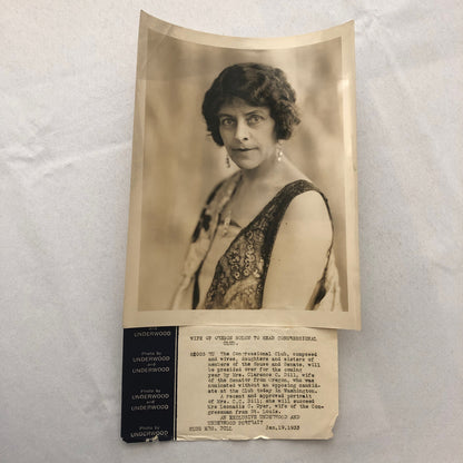 Press Photo Photograph Society Woman Mrs Clarence C Dill Senator Wife 1933