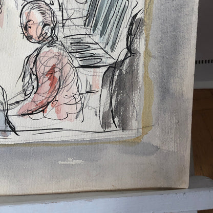 Vintage Painting Art Artwork Artist Arthur E Sudler Bar Scene People Men Women