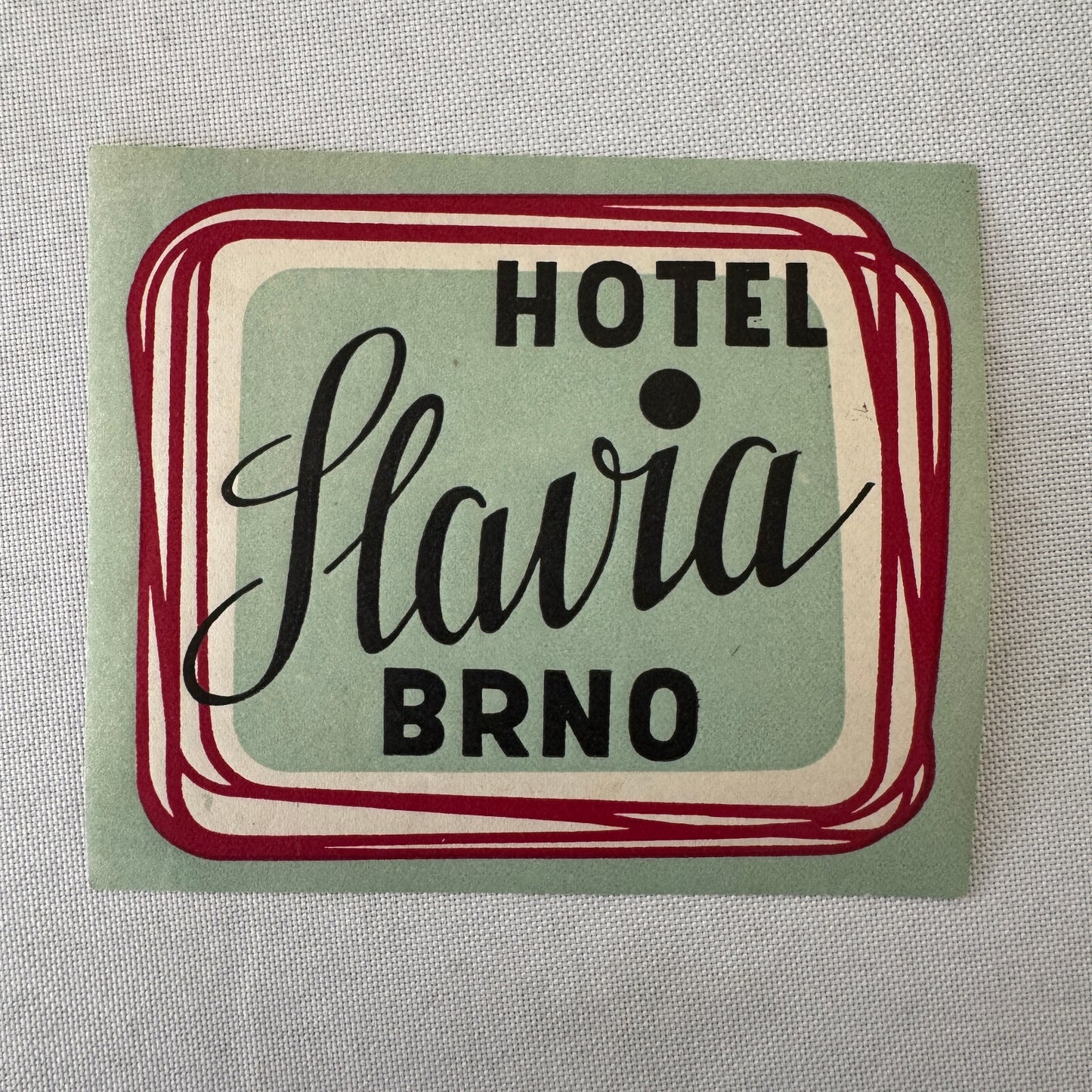 Vintage Hotel Travel Luggage Label Hotel Slavia Brno Czechia Czech Republic