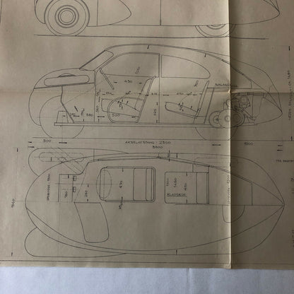 1936 Coachbuilder Car Design Blueprint Rendering Blue Print Streamline Coupe
