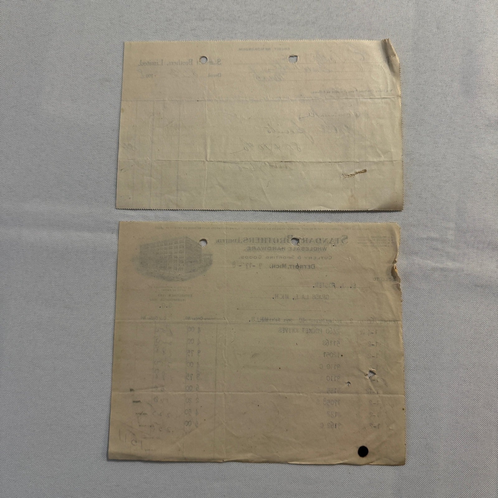 Standart Brothers Detroit Michigan Receipt Document Letterhead 1908 Lot 6x