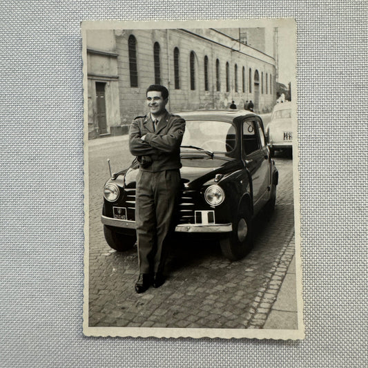 Vintage Photograph Photo Print Man with Car Automobile Italy Italian