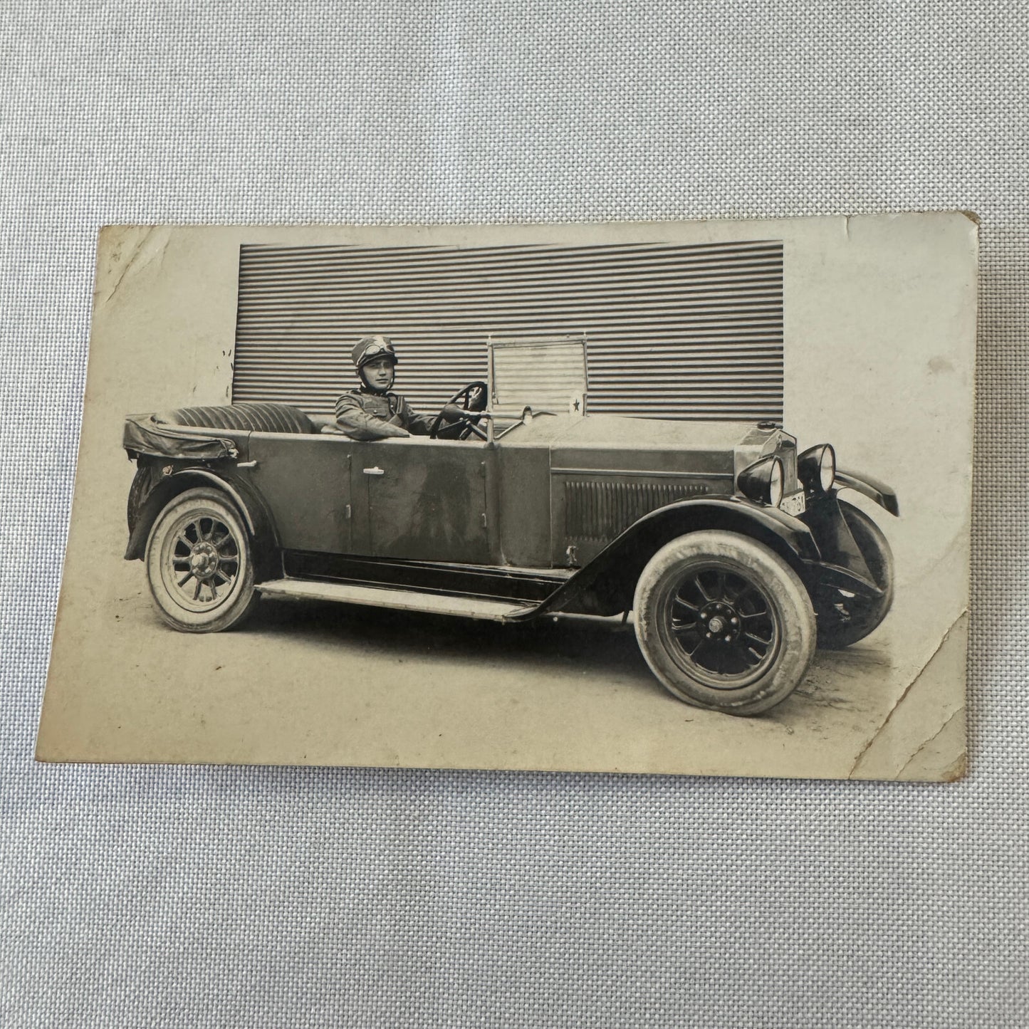 Vintage Italian Real Photo Postcard Post Card RPPC Man in Automobile Car Posted