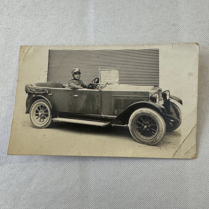 Vintage Italian Real Photo Postcard Post Card RPPC Man in Automobile Car Posted