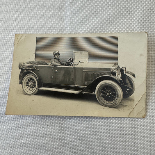 Vintage Italian Real Photo Postcard Post Card RPPC Man in Automobile Car Posted