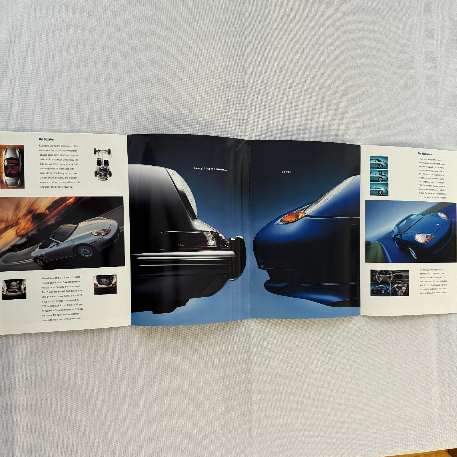 1998 Porsche Poster Sales Brochure Catalog Boxster 911 Carrera Cabriolet Coupe