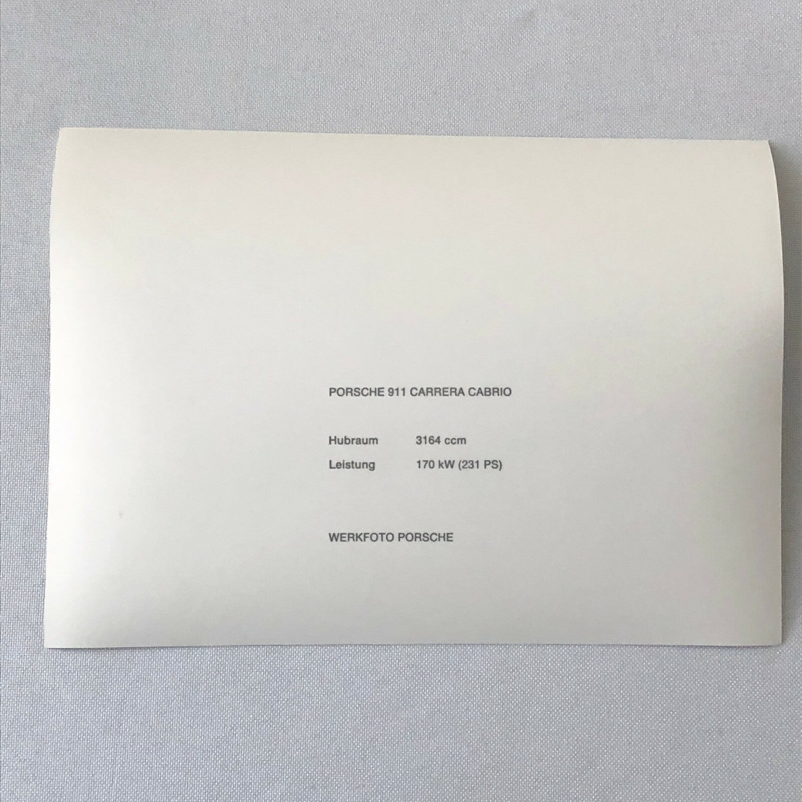 Porsche 911 Carrera Cabriolet Factory Press Photo Photograph Print Werkfoto 