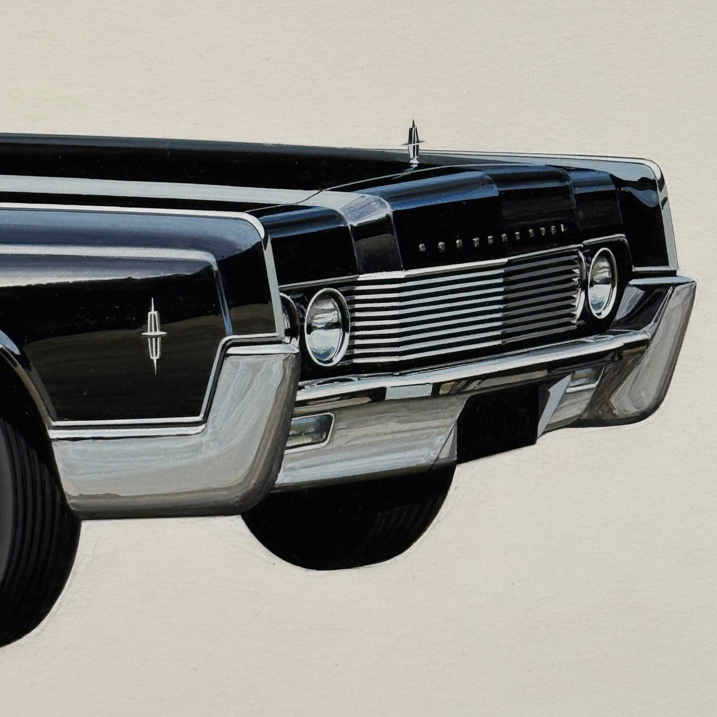 Vintage Lincoln Continental Car Automobile Illustration Art Drawing Hand Drawn