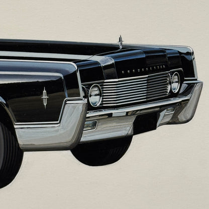 Vintage Lincoln Continental Car Automobile Illustration Art Drawing Hand Drawn