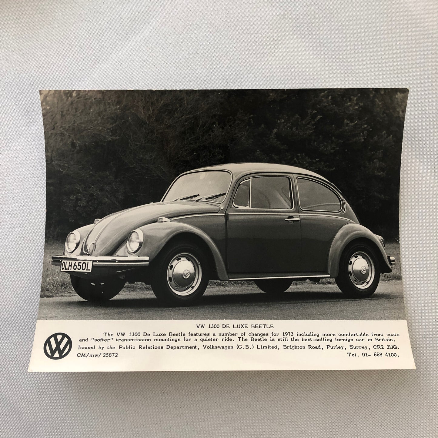 Vintage Volkswagen VW Beetle Factory Press Photo Photograph Print