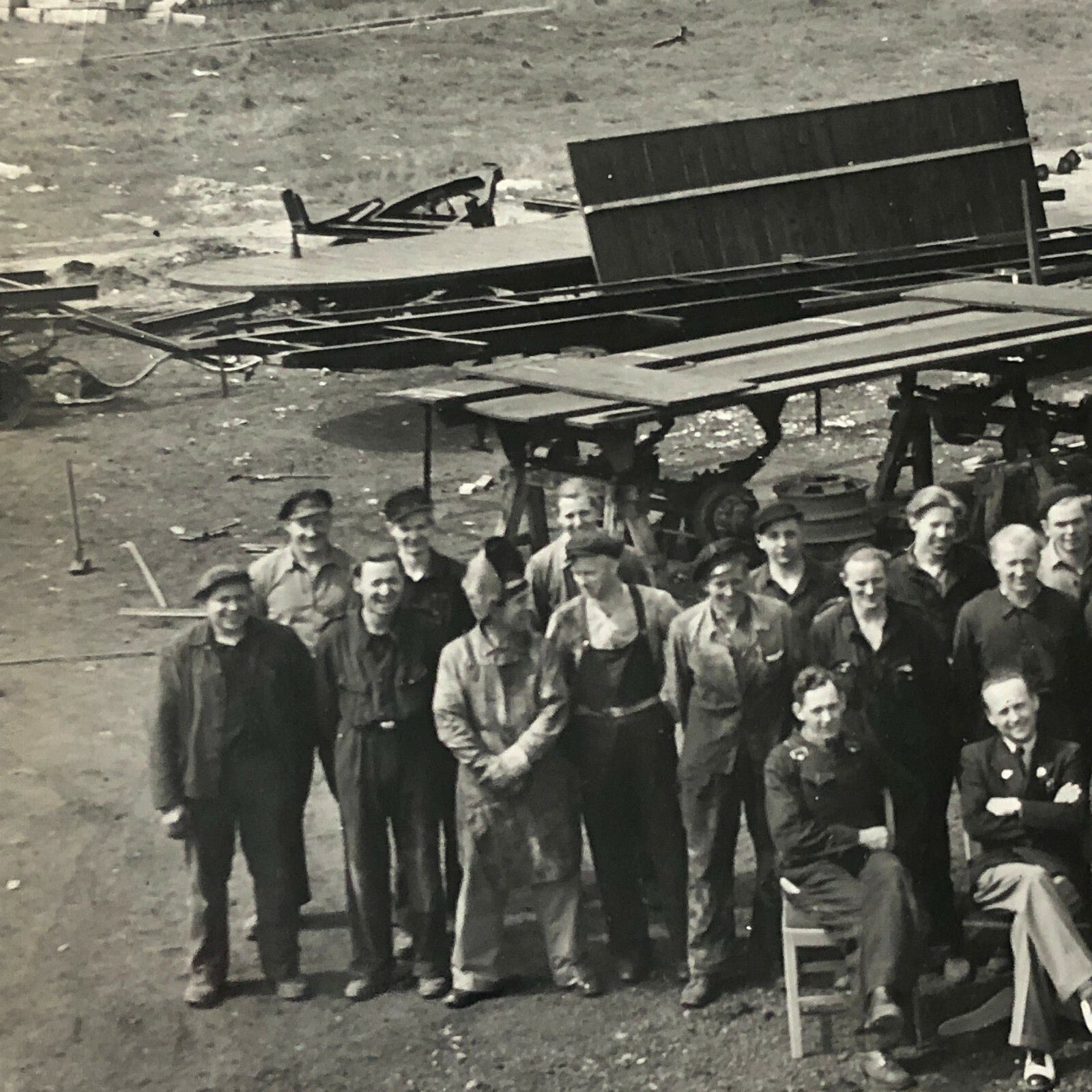 Antique Vintage Factory Company Industrial Workers Photograph ERGO Trailer