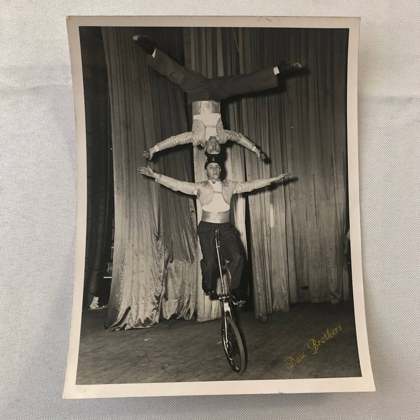 Circus Performer Unicycle Balancing Act Photo Photograph Dam Brothers Vintage