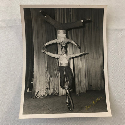 Circus Performer Unicycle Balancing Act Photo Photograph Dam Brothers Vintage