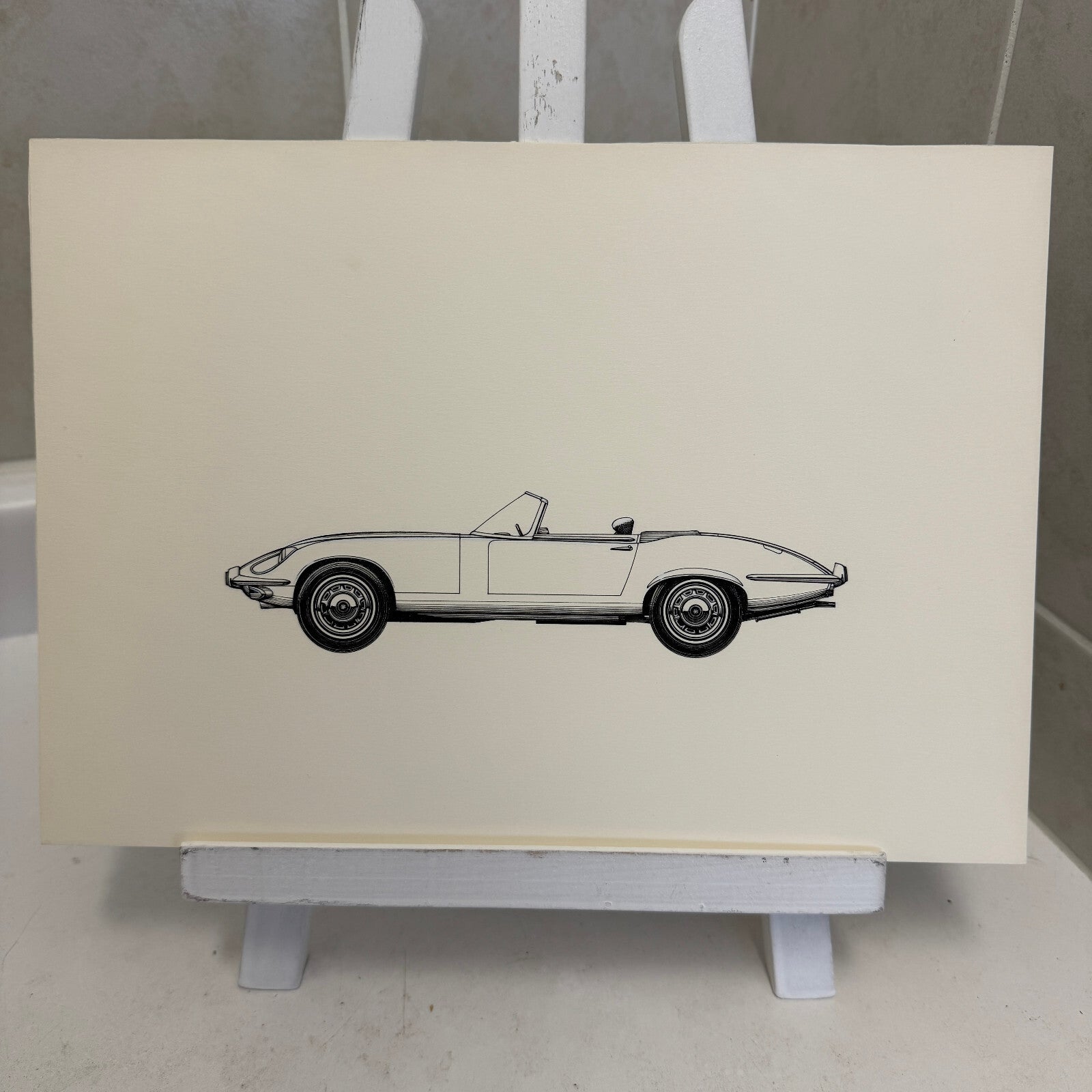 Jaguar E-Type Roadster Automobile Illustration Art Drawing Hand Drawn E Type